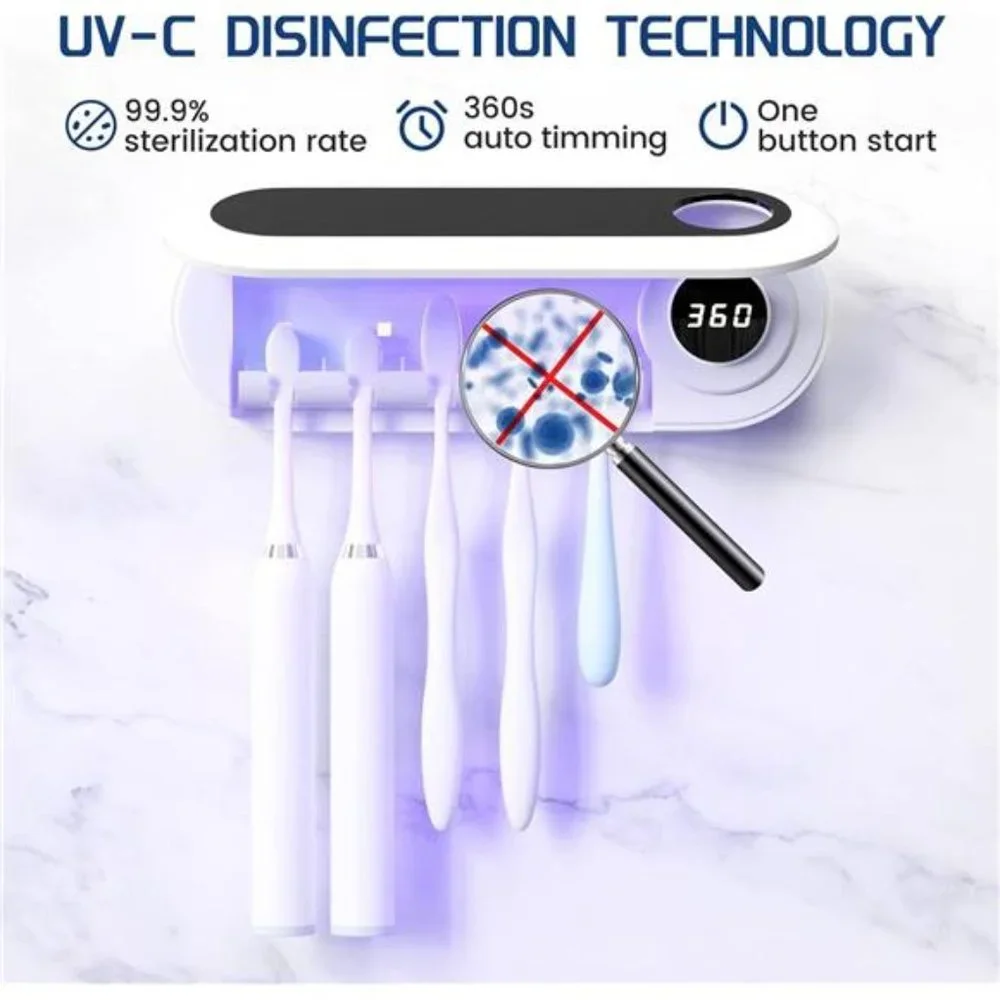 Toothbrush Sanitizer - UVToothbrush Sanitizer and Holder - 5 Toothbrush Slots